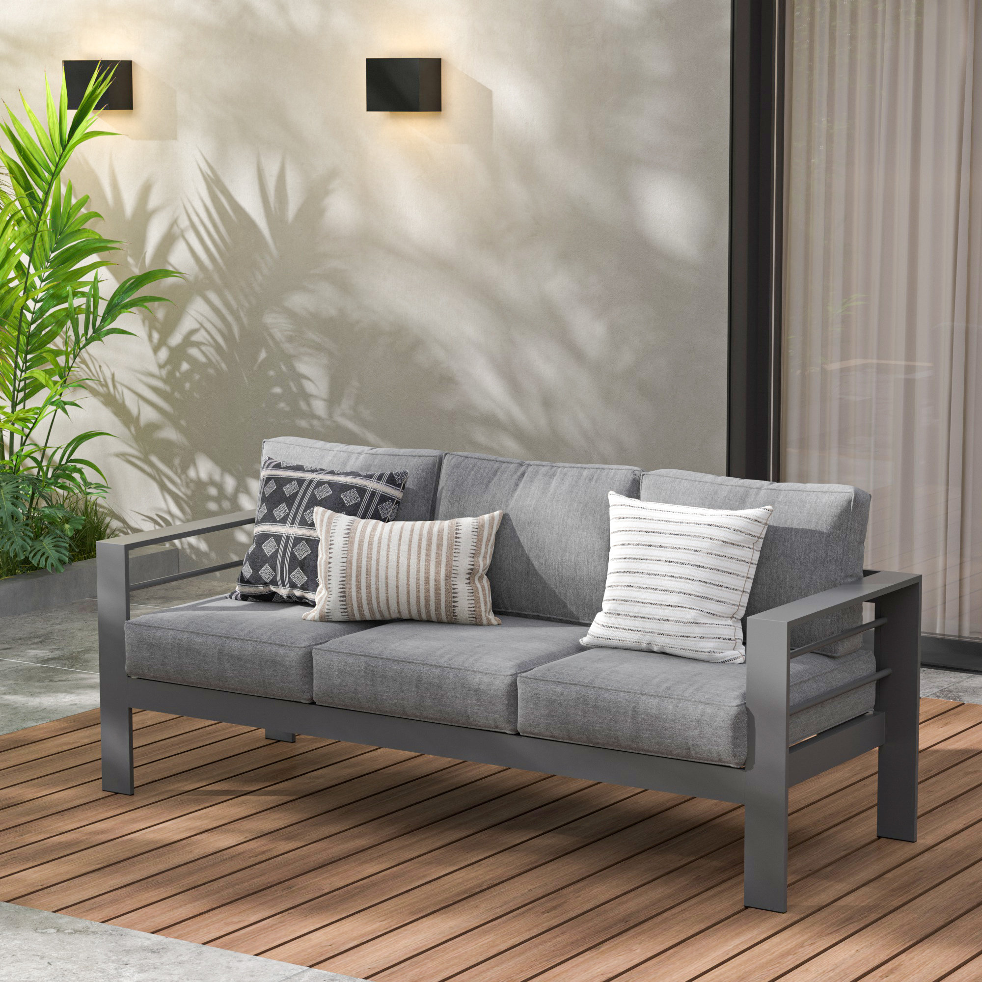 Wade Logan Casilde Aluminum Patio Sofa Reviews Wayfair